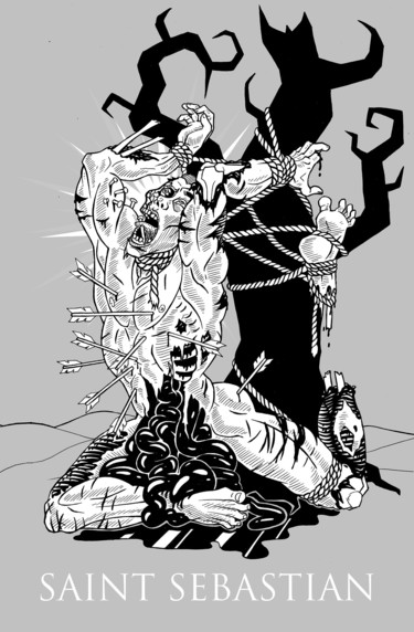 Рисунок под названием "Pain" - Azathoth, Подлинное произведение искусства, Карандаш