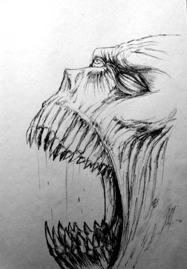 Drawing titled "Slakt" by Azathoth, Original Artwork, Pencil