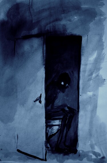 Painting titled "Creepy" by Azathoth, Original Artwork, Watercolor