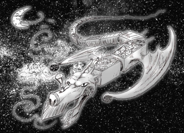 Rysunek zatytułowany „Dragon Wagon” autorstwa Azathoth, Oryginalna praca, Długopis