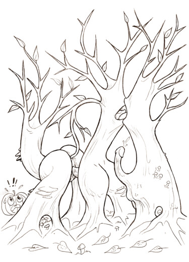 Drawing titled "Treeple" by Azathoth, Original Artwork, Ballpoint pen