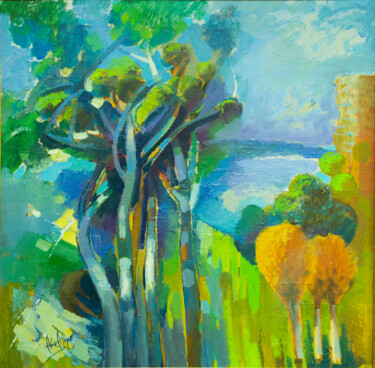 Malerei mit dem Titel "Dance of trees" von Azer Aliyev, Original-Kunstwerk, Öl