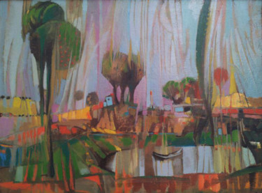 Schilderij getiteld "After rain Painting…" door Azer Aliyev, Origineel Kunstwerk, Olie