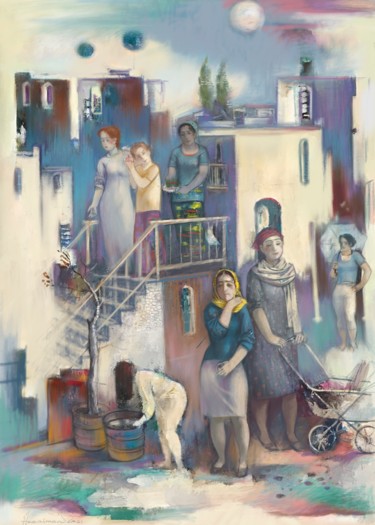Painting titled "Neighborhood  (1)" by Azeriman, Original Artwork, Digital Painting