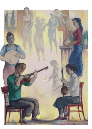 Painting titled "The musicians" by Azeriman, Original Artwork, Digital Painting