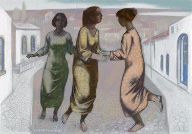Drawing titled "Girls dancing" by Azeriman, Original Artwork, Digital Painting
