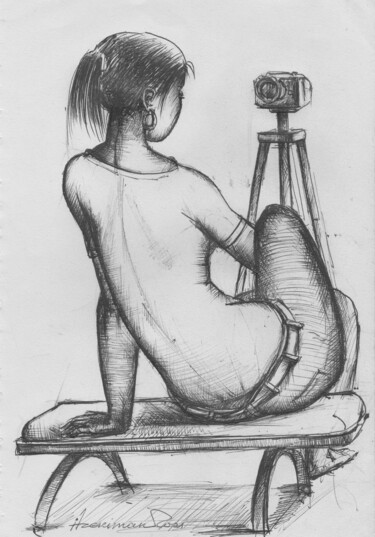 Desenho intitulada "In front of the cam…" por Azeriman, Obras de arte originais, Canetac de aerossol