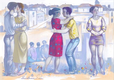 Painting titled "Friends" by Azeriman, Original Artwork, Digital Painting