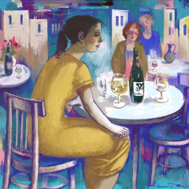Painting titled "Cafe-5" by Azeriman, Original Artwork, Digital Painting