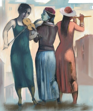 Painting titled "Young musicians" by Azeriman, Original Artwork, Digital Painting
