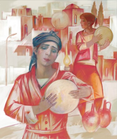 Peinture intitulée "Girl with a gaval" par Azeriman, Œuvre d'art originale, Peinture numérique