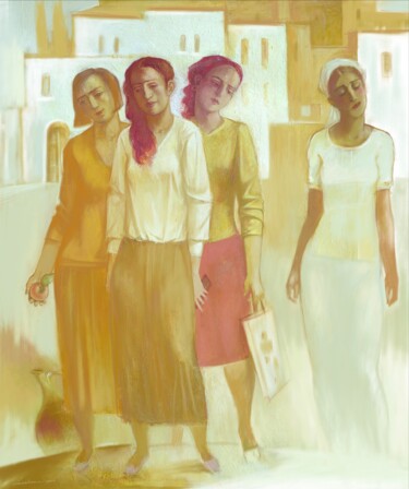 Картина под названием "The girl friends" - Azeriman, Подлинное произведение искусства, Цифровая живопись