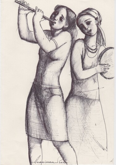 Disegno intitolato "Duet" da Azeriman, Opera d'arte originale, Penna gel