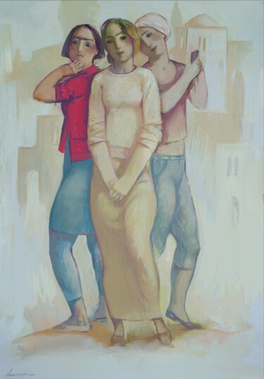 Painting titled "Young women" by Azeriman, Original Artwork, Digital Painting