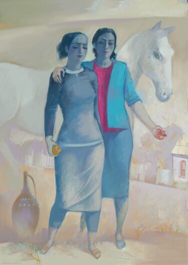 Painting titled "Friends-7" by Azeriman, Original Artwork, Digital Painting