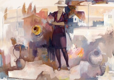 Painting titled "Girl with jugs" by Azeriman, Original Artwork, Digital Painting