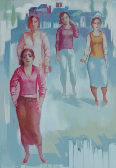 Painting titled "Young Ladies" by Azeriman, Original Artwork, Digital Painting