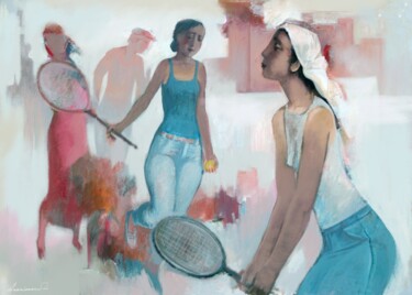 Malerei mit dem Titel "Tennis players" von Azeriman, Original-Kunstwerk, Digitale Malerei