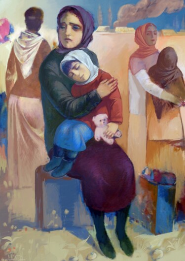 Painting titled "Fugitives-8" by Azeriman, Original Artwork, Digital Painting