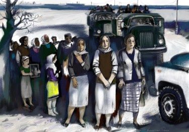 Painting titled "Refugees-5" by Azeriman, Original Artwork, Digital Painting