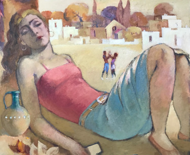 Painting titled "Rest" by Azeriman, Original Artwork, Oil