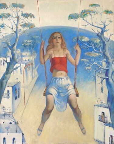 Peinture intitulée "Girl on a swing" par Azeriman, Œuvre d'art originale, Acrylique