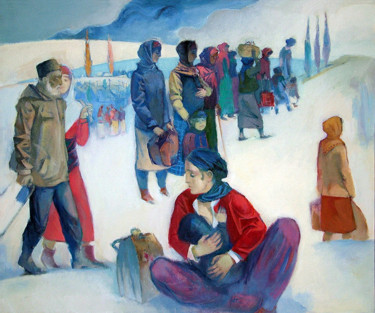 Peinture intitulée "Refugees" par Azeriman, Œuvre d'art originale, Acrylique
