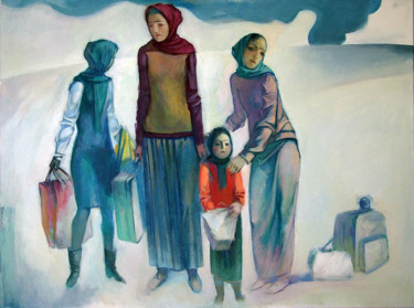 Painting titled "Refugees-3" by Azeriman, Original Artwork, Acrylic
