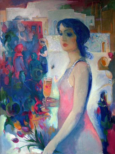 Pittura intitolato "The girl with a jui…" da Azeriman, Opera d'arte originale, Acrilico