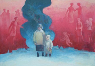 Painting titled "Refugees-6" by Azeriman, Original Artwork, Acrylic