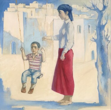 Malerei mit dem Titel "A swing" von Azeriman, Original-Kunstwerk, Acryl