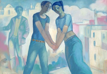 Peinture intitulée "The young couple" par Azeriman, Œuvre d'art originale, Acrylique
