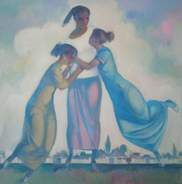 Painting titled "The joy of girls" by Azeriman, Original Artwork, Acrylic