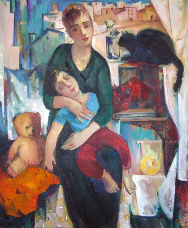 Painting titled "The time of rest" by Azeriman, Original Artwork, Oil