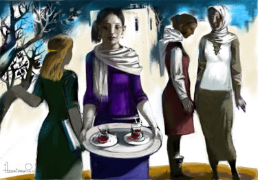 Цифровое искусство под названием "A girl with the tea" - Azeriman, Подлинное произведение искусства, Цифровая фотография