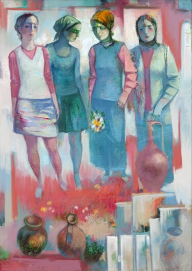 Painting titled "Conversation" by Azeriman, Original Artwork, Acrylic