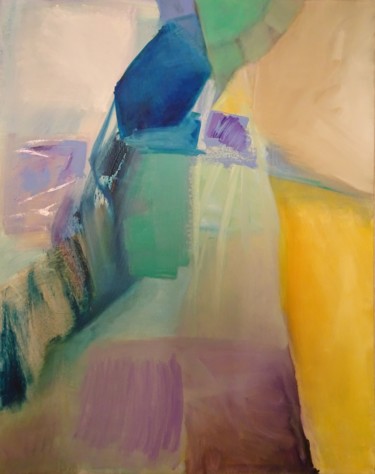 Painting titled "blauer Kristall" by Agnes Zirke, Original Artwork, Oil