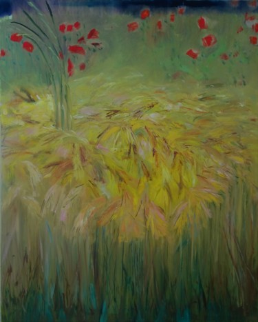 Malerei mit dem Titel "Sonnenähren" von Agnes Zirke, Original-Kunstwerk, Öl