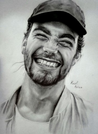 Après un baiser.. un sourire Dessin intitulée "Après un baiser.. u…" par Aziza Kacel, Œuvre d'art originale, Crayon