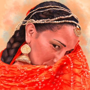 Digital Arts titled "Ghalia Ben ali" by Azizah Shehata, Original Artwork, Digital Painting