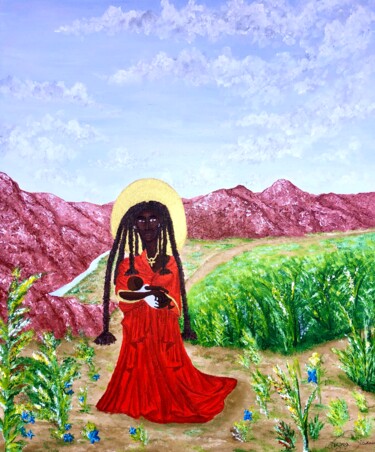 Peinture intitulée "Mère Kamite" par Aziza Siankam, Œuvre d'art originale, Acrylique