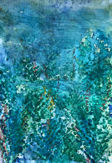 Peinture intitulée "Fond Marin" par Aziza Siankam, Œuvre d'art originale, Aquarelle