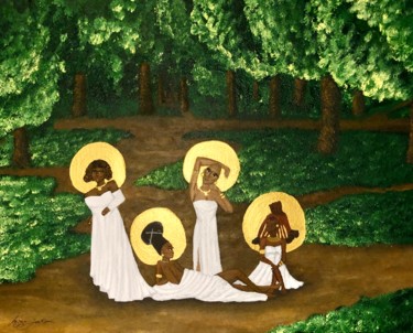 Pintura intitulada "Déesses" por Aziza Siankam, Obras de arte originais, Acrílico