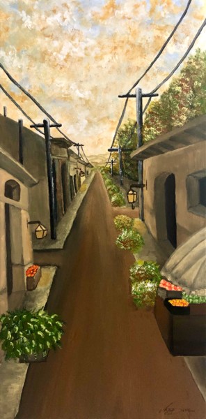 Malerei mit dem Titel "Campagne à Hueyapan…" von Aziza Siankam, Original-Kunstwerk, Acryl