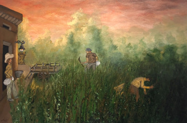 Peinture intitulée "Récolte à l’aube" par Aziza Siankam, Œuvre d'art originale, Acrylique
