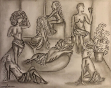 Dessin intitulée "Muses 1." par Aziza Siankam, Œuvre d'art originale, Pastel