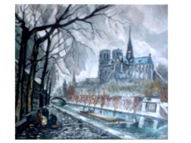 Peinture intitulée "Notre Dame de Paris" par Sylvestre Aznar, Œuvre d'art originale