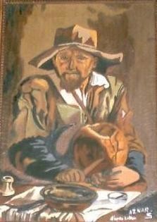 Painting titled "Paysan" by Sylvestre Aznar, Original Artwork