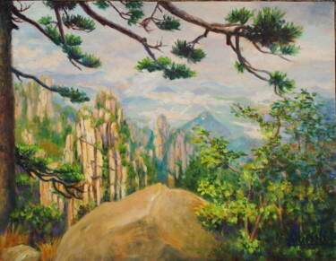 Schilderij getiteld "Émerveillée à Huang…" door Azucena, Origineel Kunstwerk, Olie