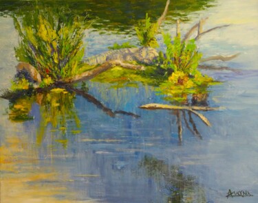 Pintura intitulada "Marécages - Wetlands" por Azucena, Obras de arte originais, Acrílico Montado em Armação em madeira